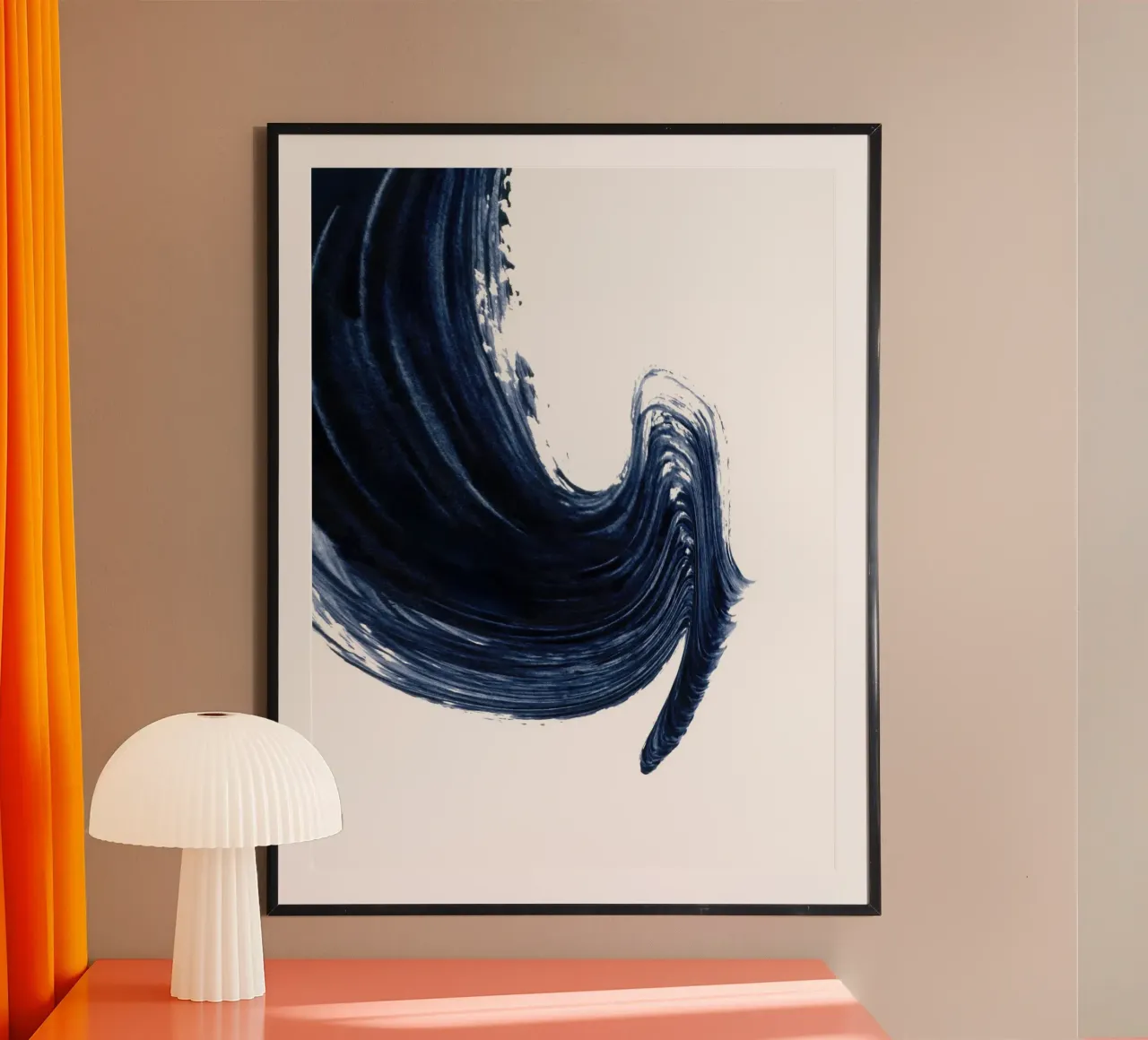 Just Indigo 4 | Minimalist Watercolor poster con telaio in legno da sabidussi