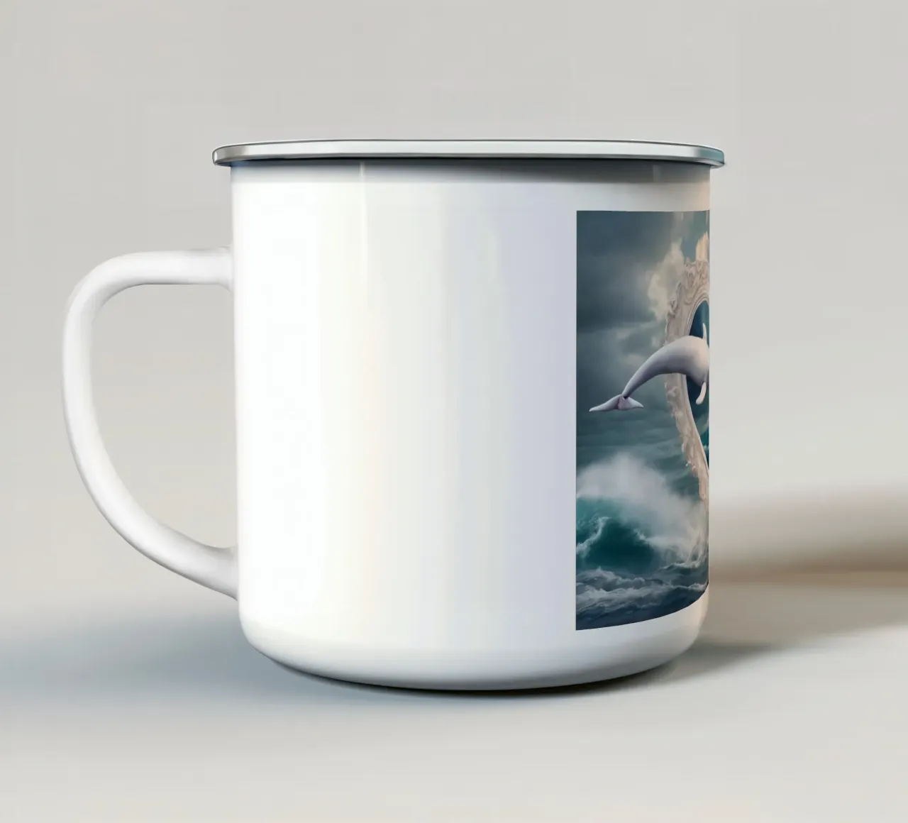 delfino tazza in smalto da kimmindmuse