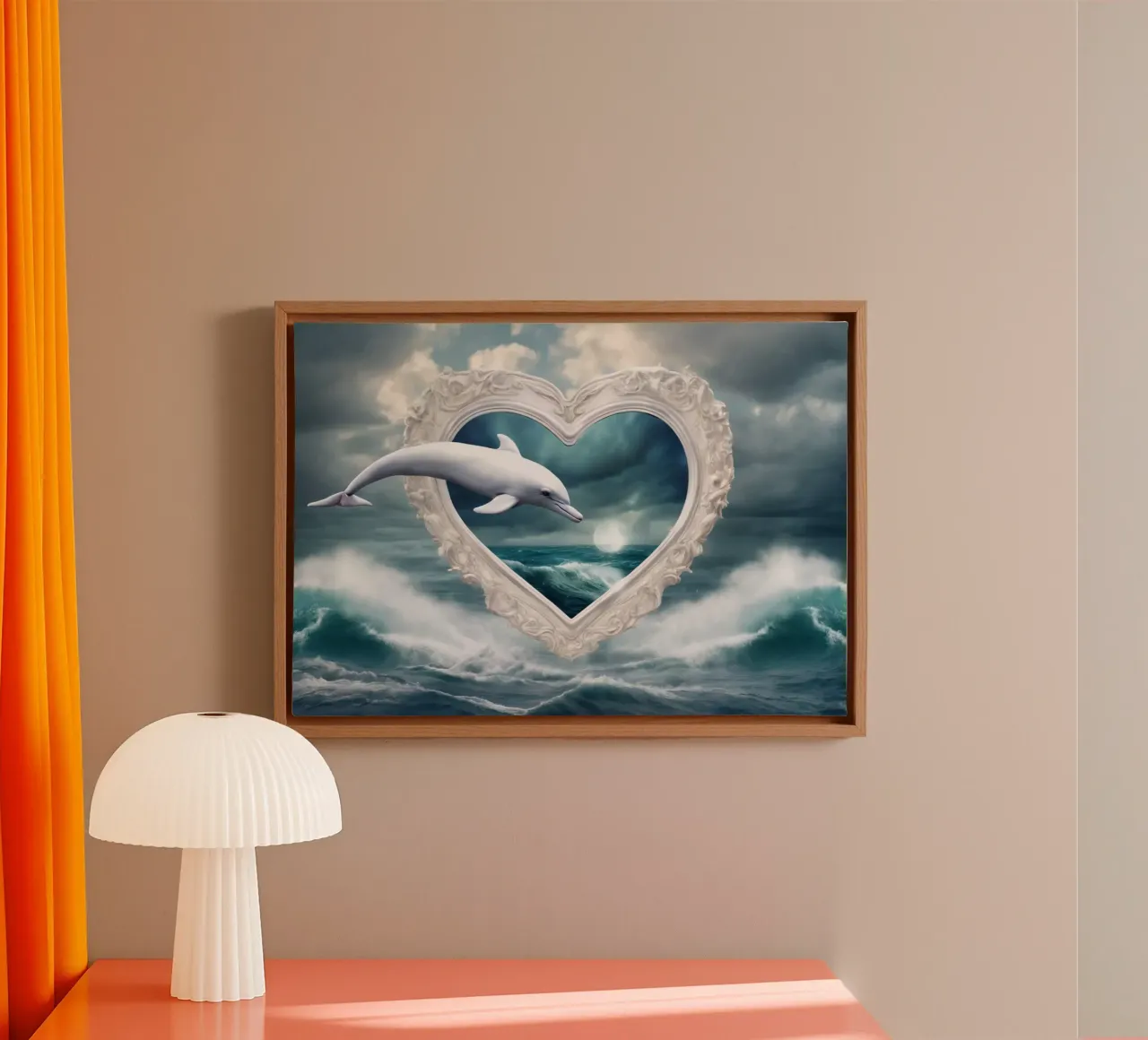 Delphin Leinwand mit Schattenfugenrahmen von kimmindmuse