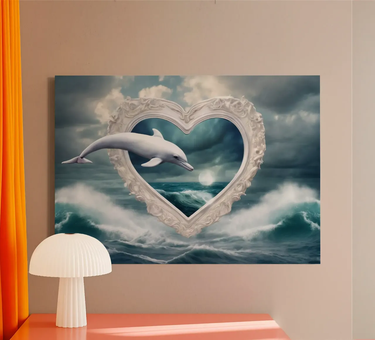 Delphin Leinwand mit Schattenfugenrahmen von kimmindmuse