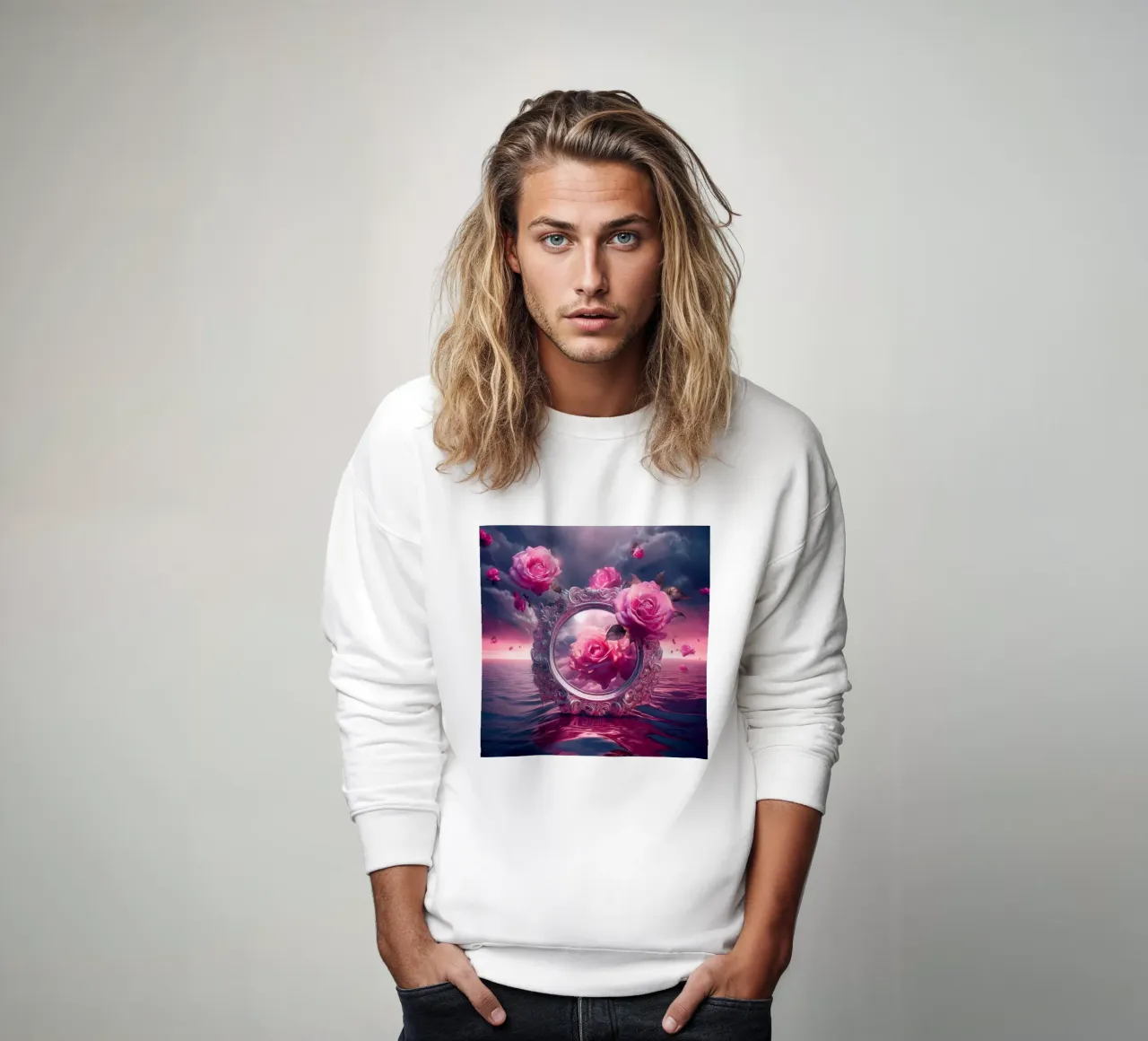 espejo y rosa sudadera de kimmindmuse