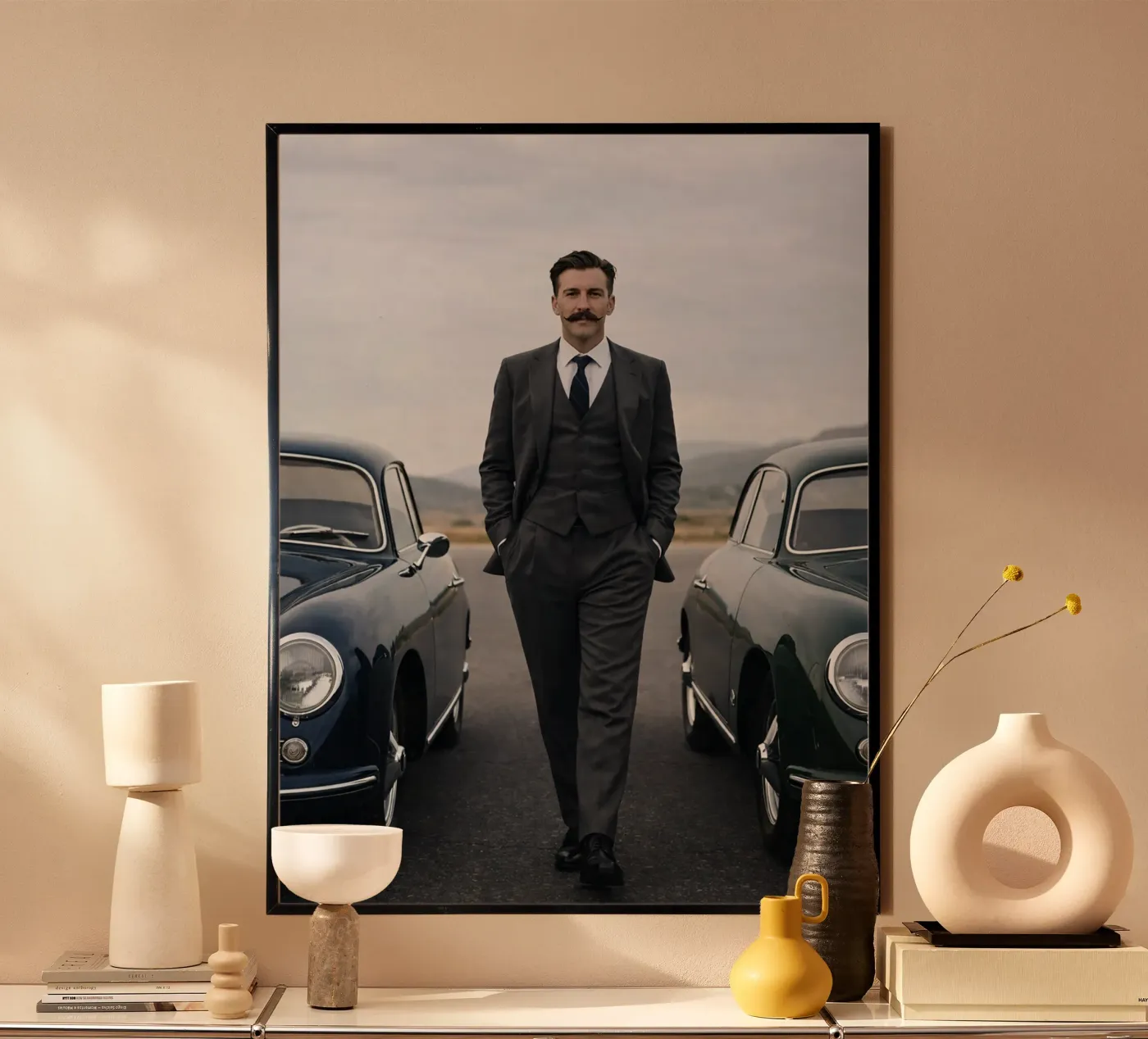 uomini e due auto d'epoca poster da Deemoll