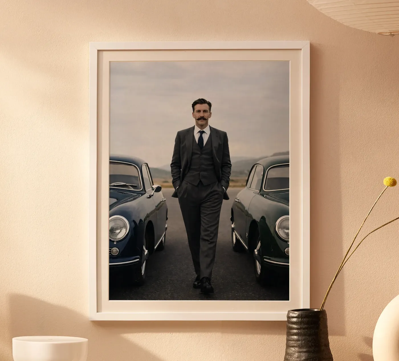 uomini e due auto d'epoca poster da Deemoll