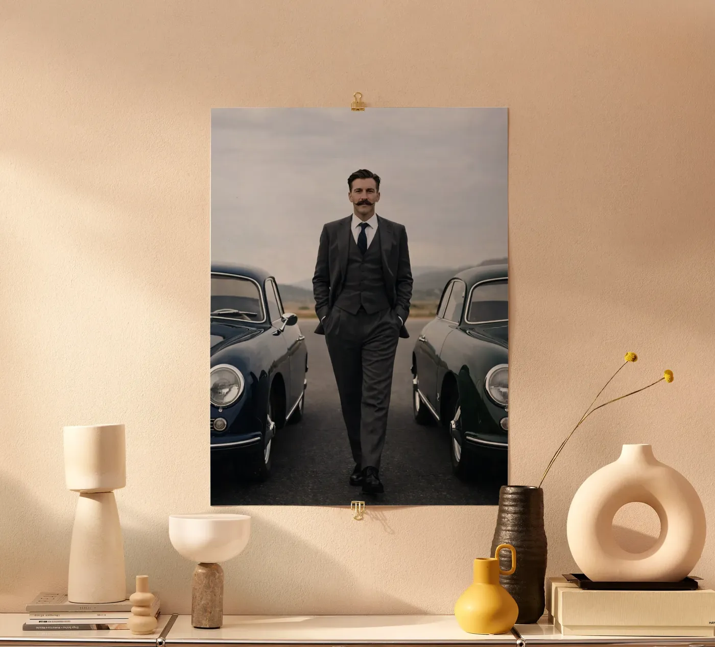 uomini e due auto d'epoca poster da Deemoll