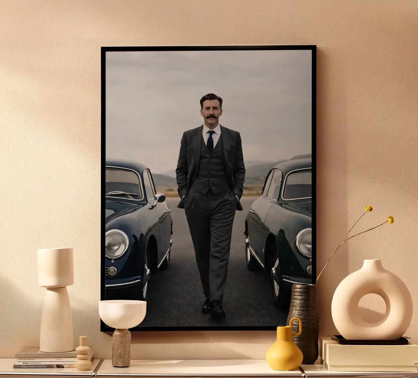 uomini e due auto d'epoca poster da Deemoll