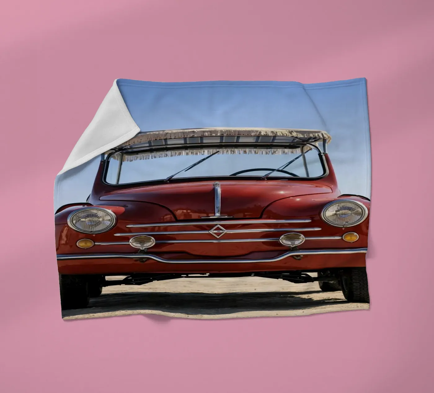 Oldtimer in Rot Fleecedecke von Deemoll