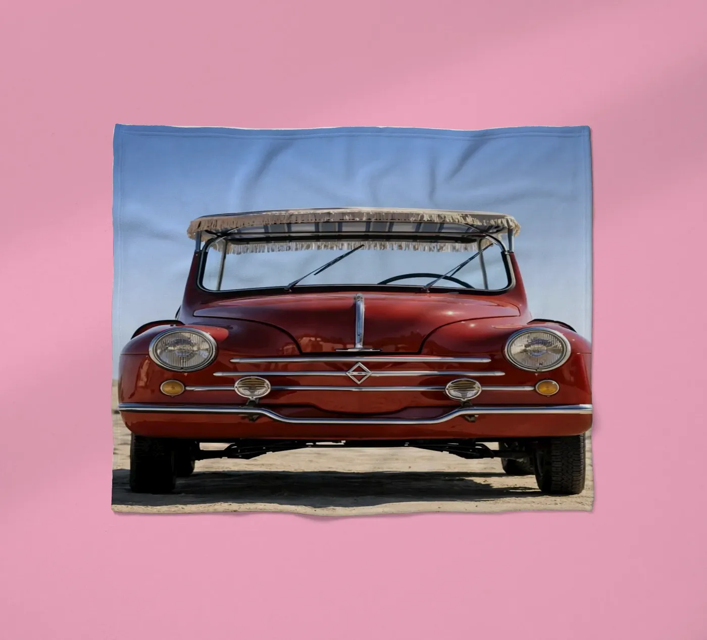Oldtimer in Rot Fleecedecke von Deemoll