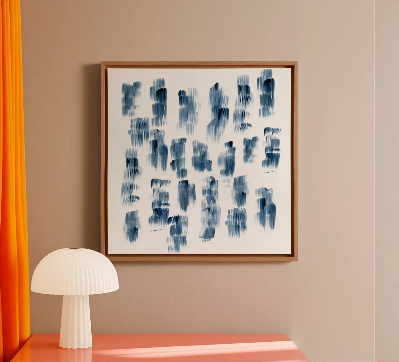 Indigo Brush Strokes | Meditative Abstract tela con Cornice a cassetta da sabidussi