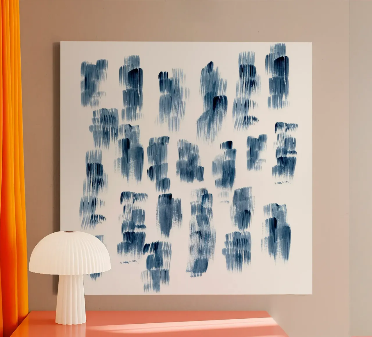 Indigo Brush Strokes | Meditative Abstract tela con Cornice a cassetta da sabidussi