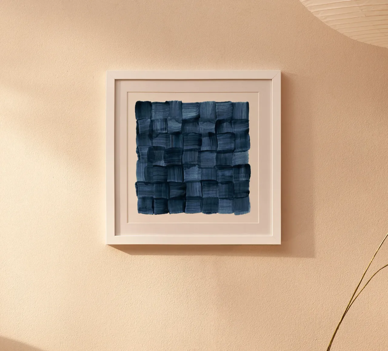 Indigo Watercolor Weave | Brushstroke Abstract poster con telaio in legno da sabidussi