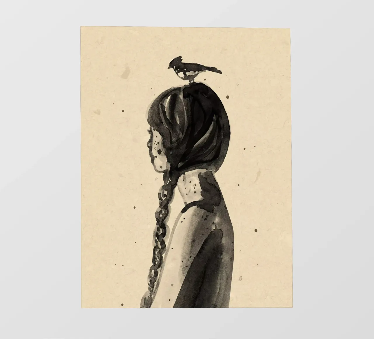 Girl with Bird pellicola backlit da Illustration Raissa Oltmanns