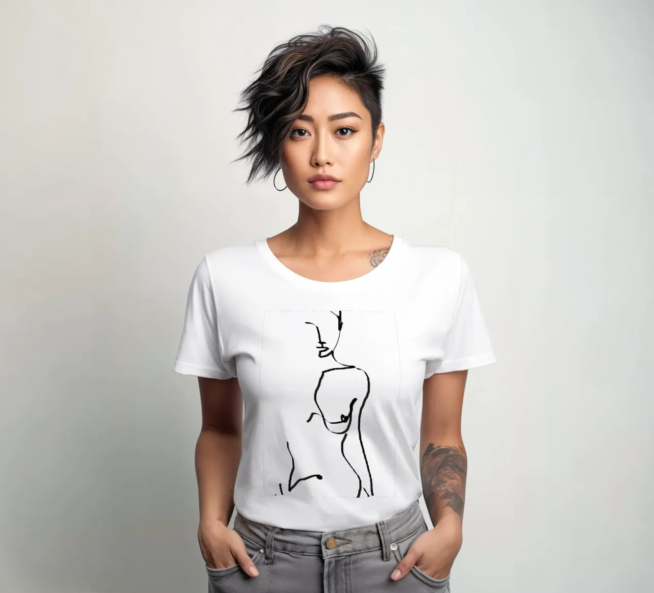 abstract nude women's fitted t-shirt by dada22