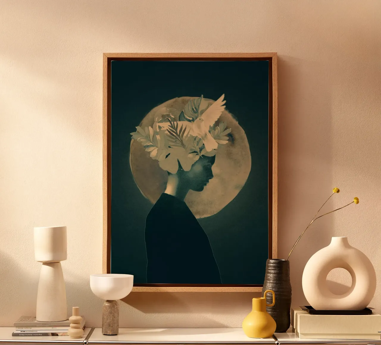Maanlicht Dame canvas met Baklijst van dada22
