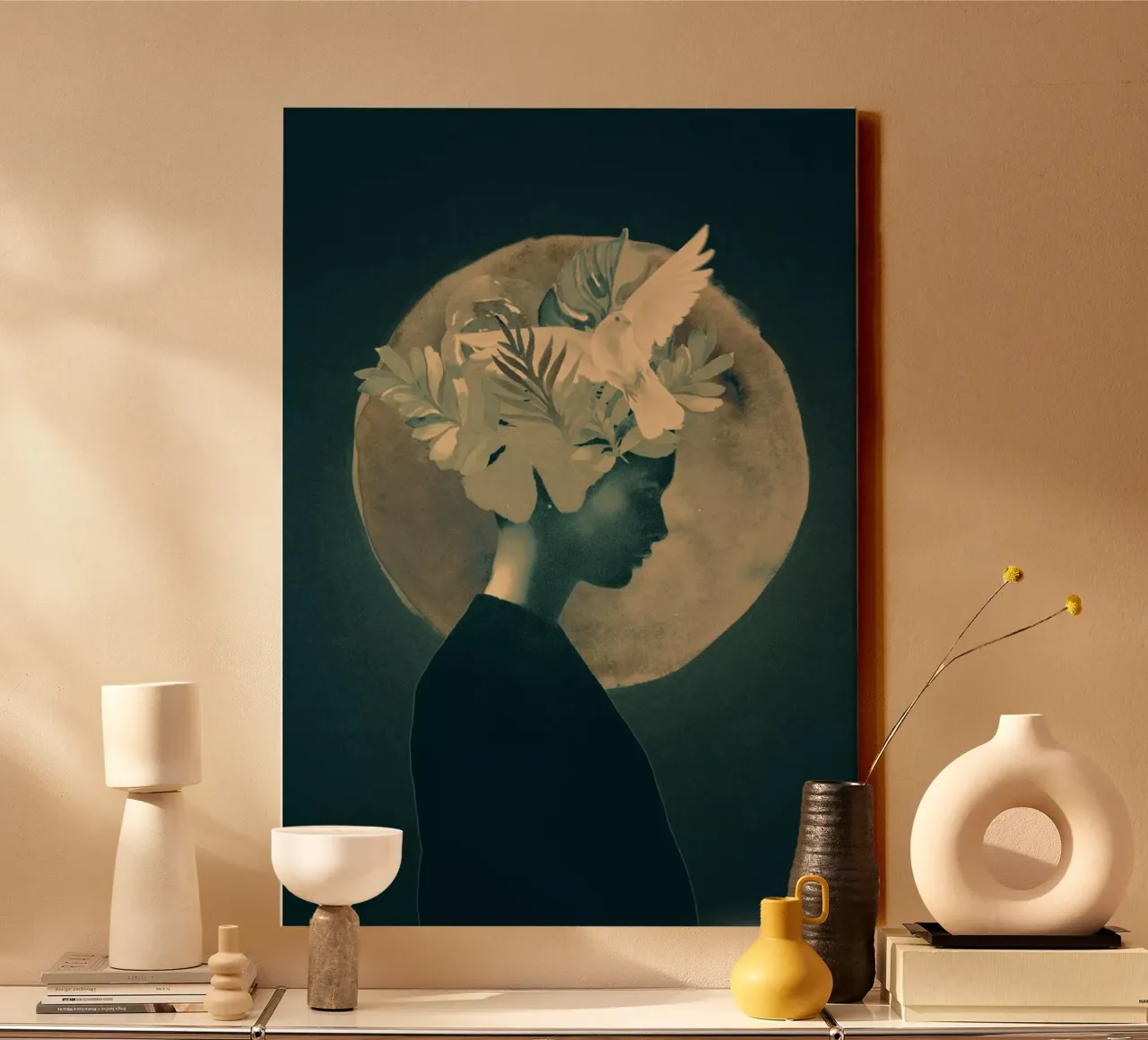 Maanlicht Dame canvas met Baklijst van dada22