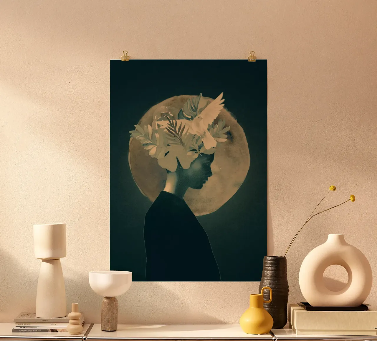 Signora del chiaro di luna poster con telaio in alluminio da dada22
