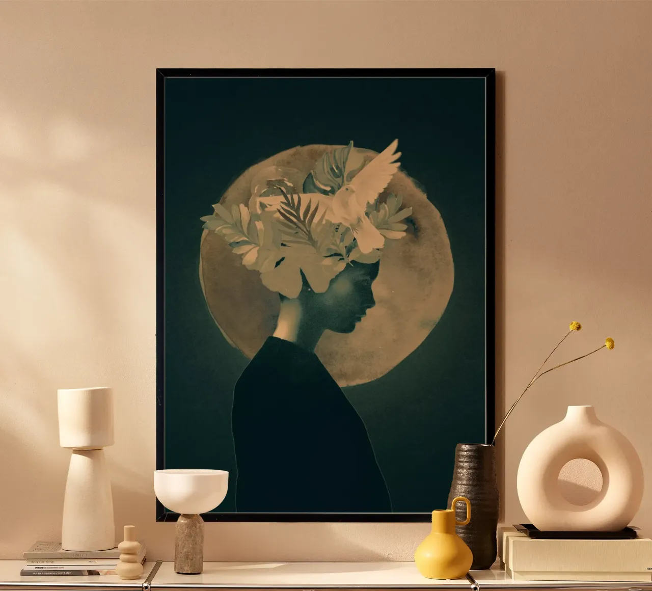 Signora del chiaro di luna poster con telaio in alluminio da dada22