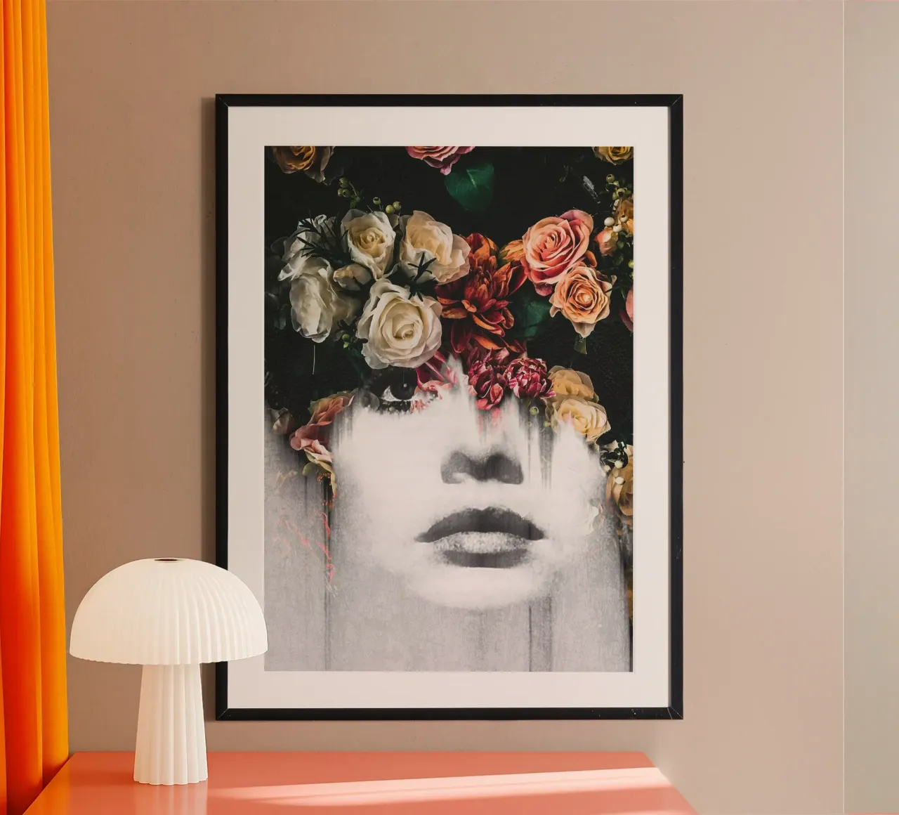 Ritratto floreale poster con telaio in plastica da dada22