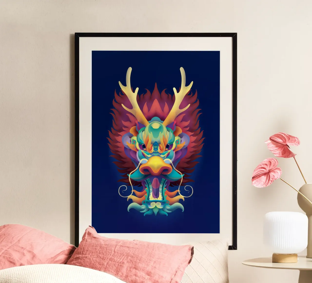 Drago dello Zodiaco poster con telaio in alluminio da Artascy Art