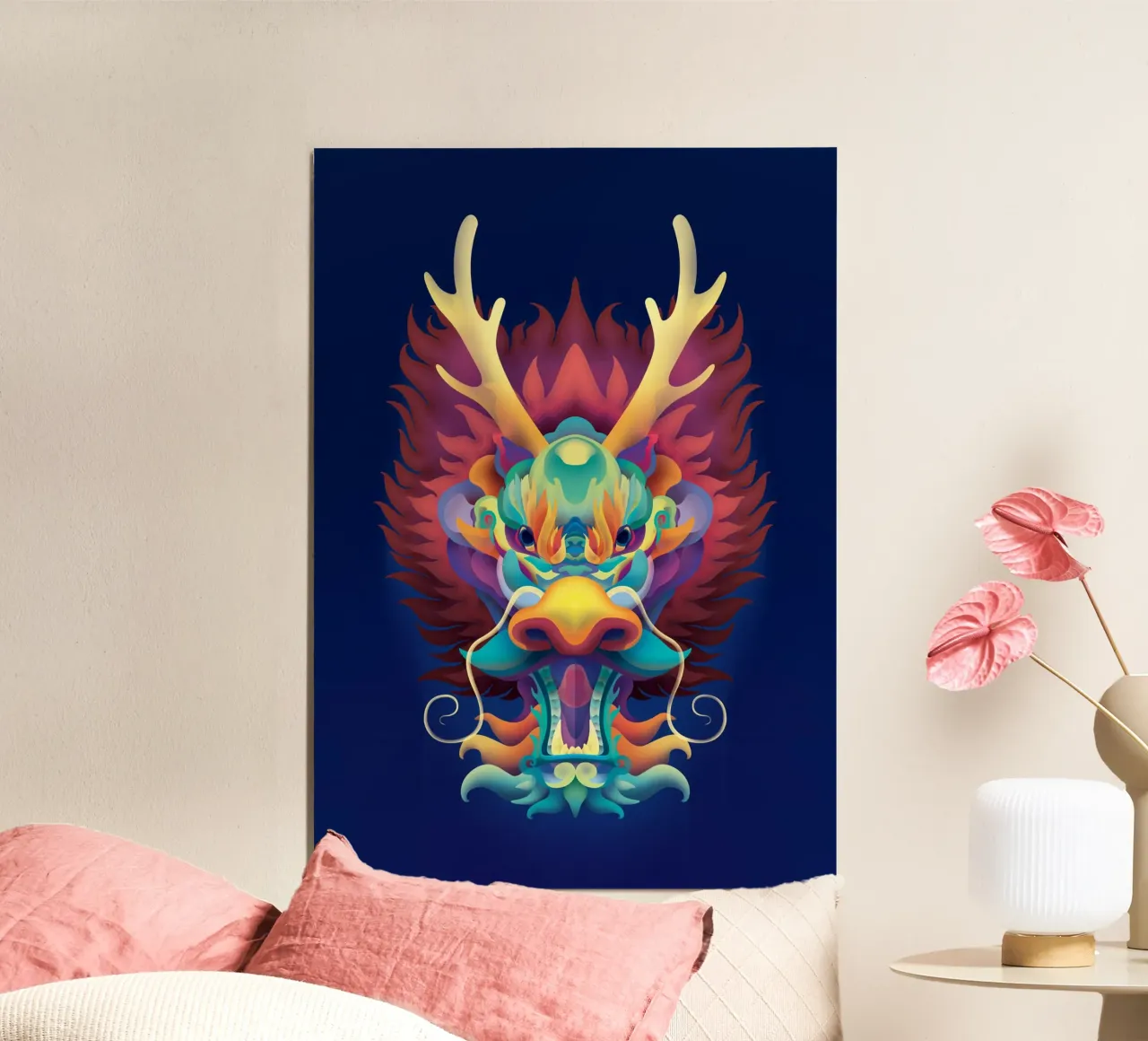 Drago dello Zodiaco poster con telaio in alluminio da Artascy Art