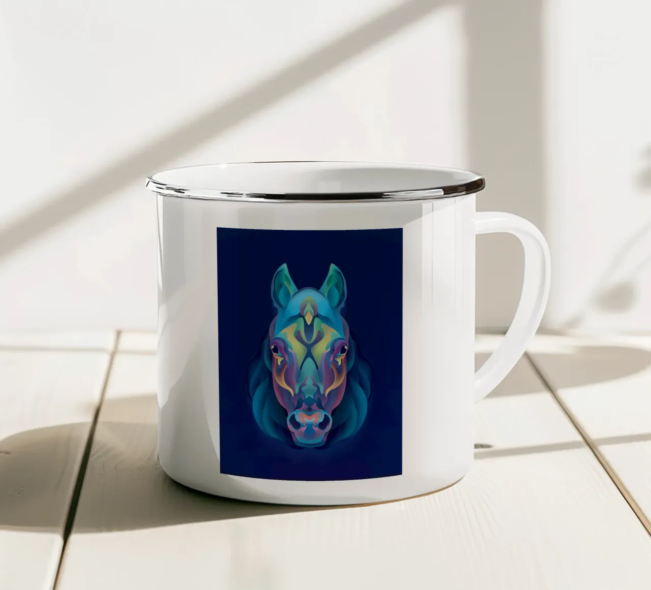 Cavallo dello zodiaco tazza in smalto da Artascy Art