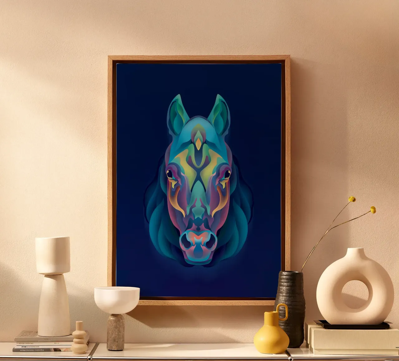 Cavallo dello zodiaco tela con Cornice a cassetta da Artascy Art