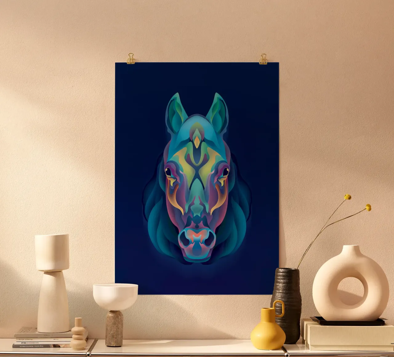 Cavallo dello zodiaco poster con telaio in plastica da Artascy Art
