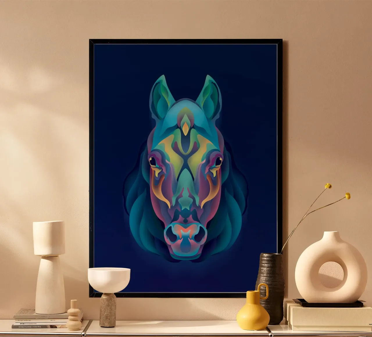 Cavallo dello zodiaco poster con telaio in plastica da Artascy Art