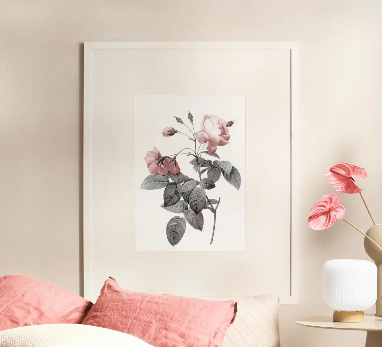Rosa 2 poster con telaio in legno da dada22