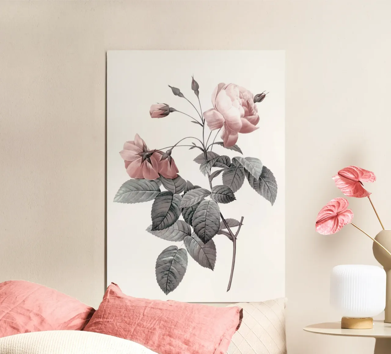 Rosa 2 poster con telaio in legno da dada22