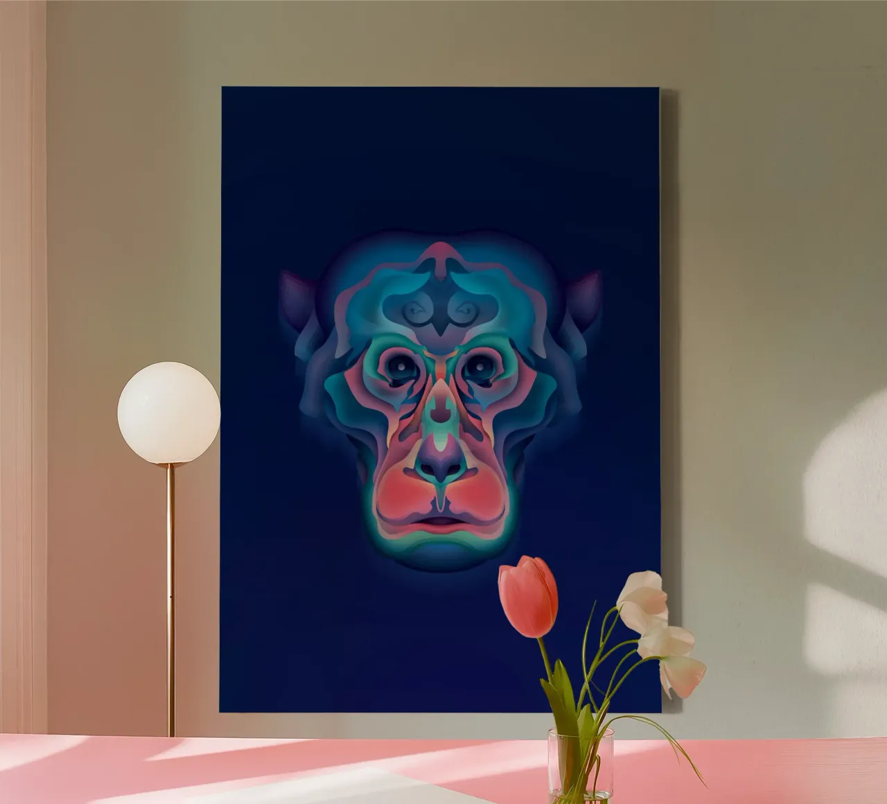 Scimmia zodiacale tela con Cornice a cassetta da Artascy Art
