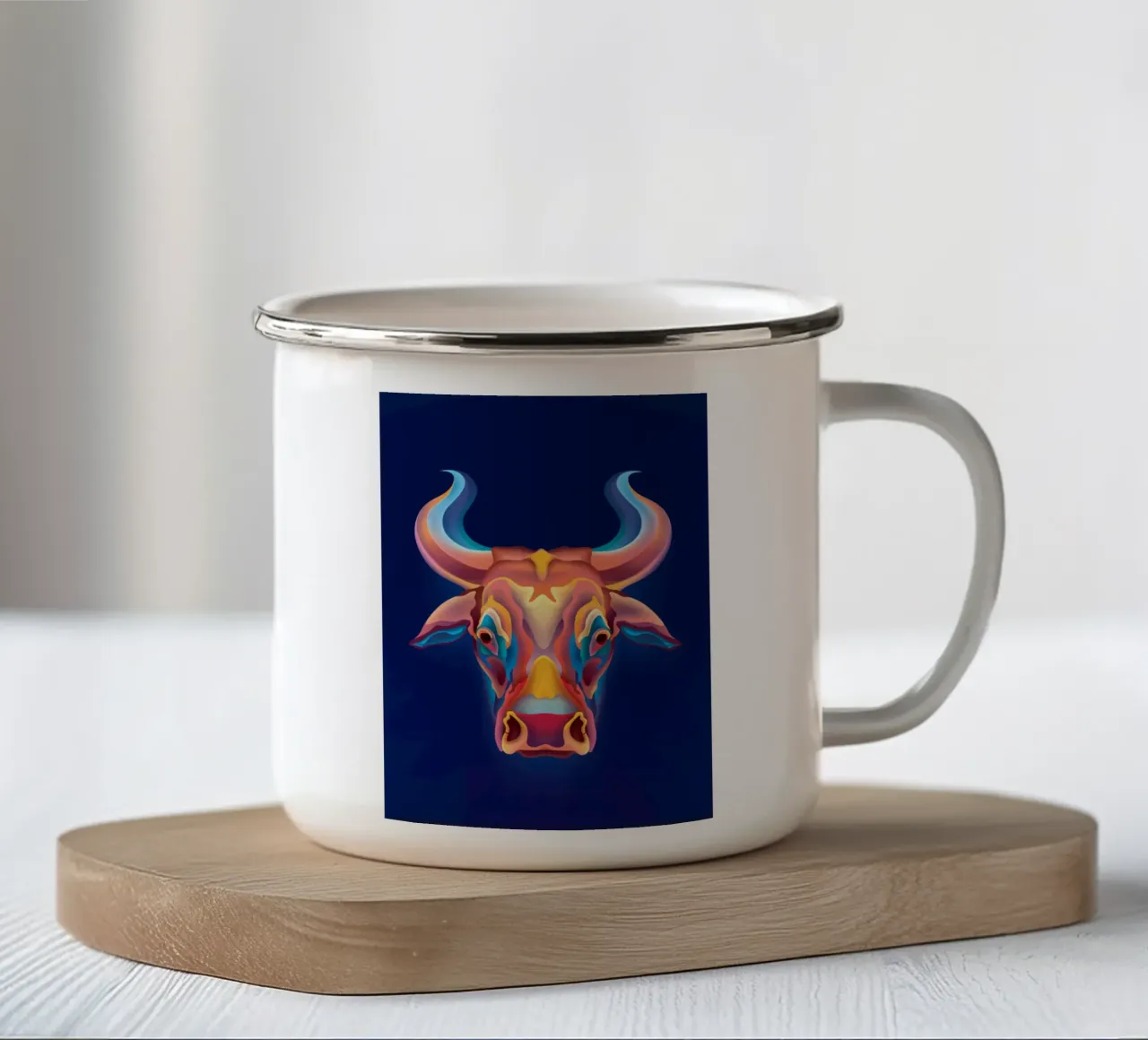 Mucca zodiacale tazza in smalto da Artascy Art