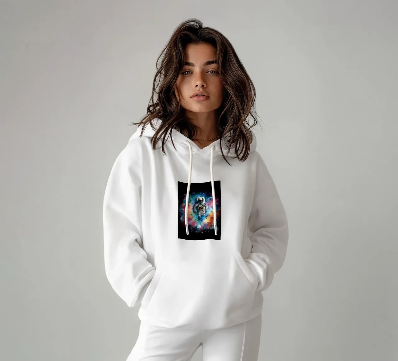 Astronauta in acquerello felpa con cappuccio da ARTVI-SHOP