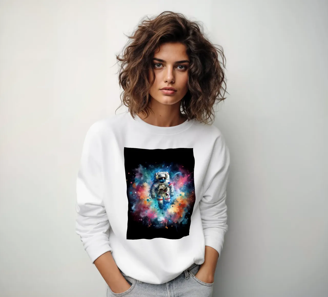 Astronauta in acquerello felpa da 🎁 NOBELART