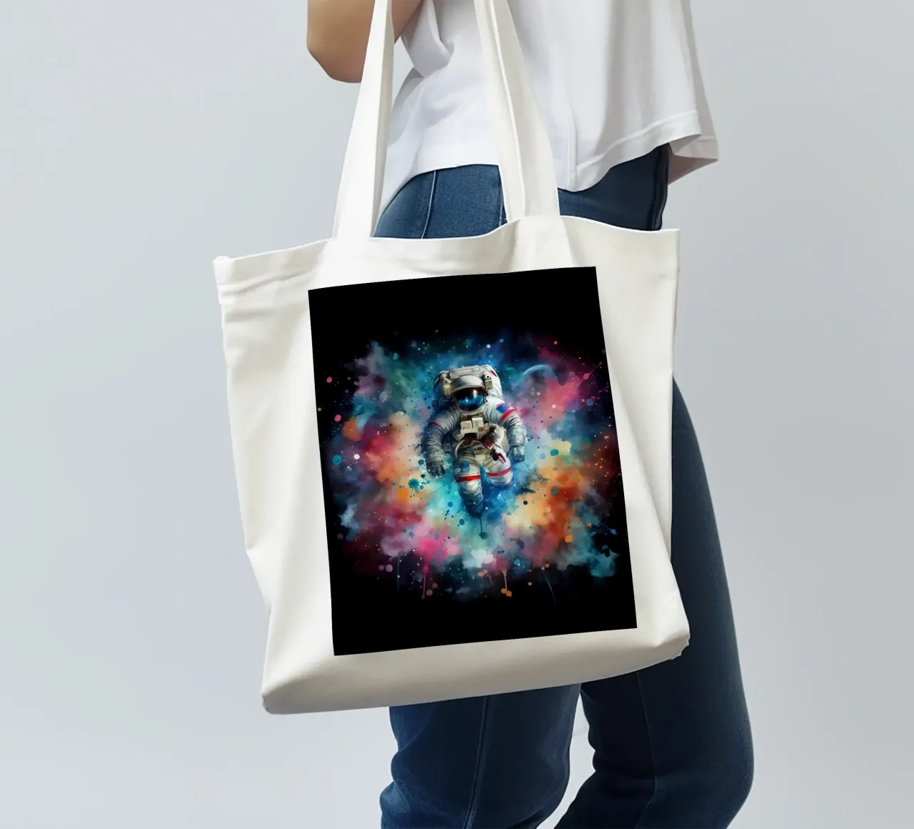 Astronauta in acquerello borsa in juta da 🎁 ARTVI-SHOP
