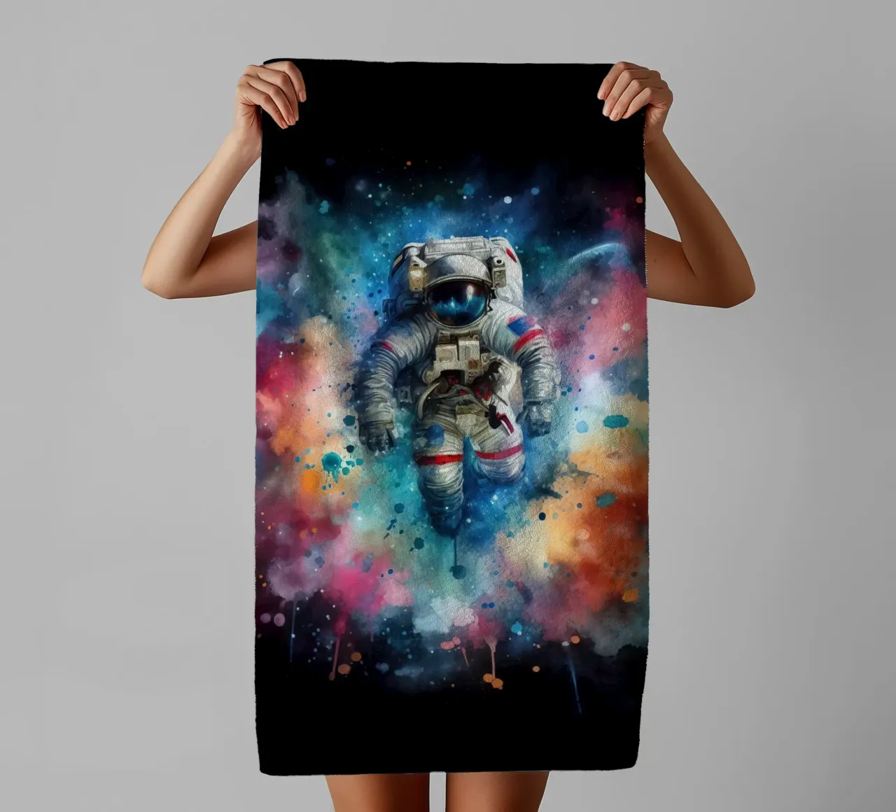 Astronauta in acquerello asciugamano da bagno da ARTVI-SHOP