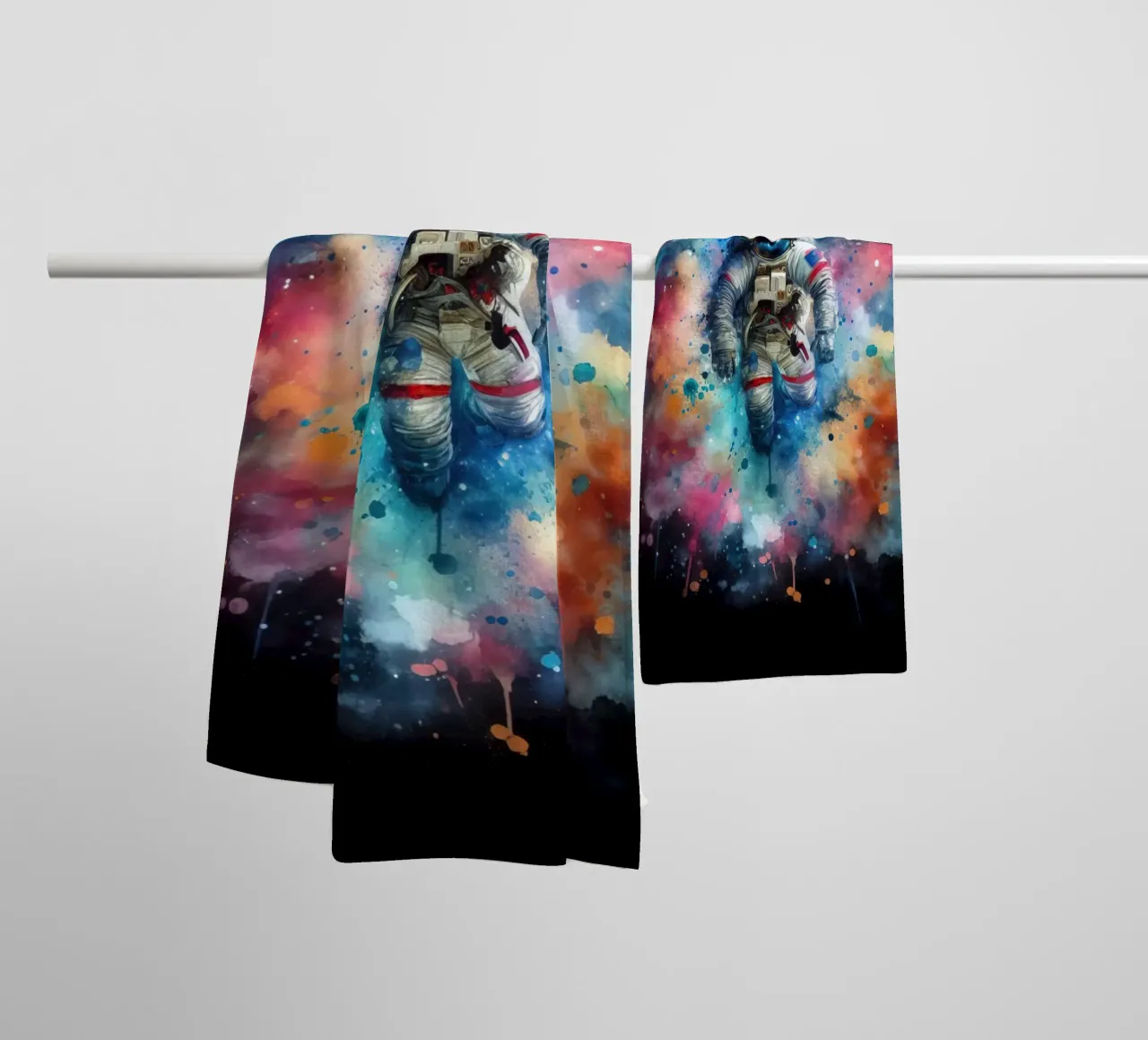 Astronauta in acquerello asciugamano da bagno da ARTVI-SHOP