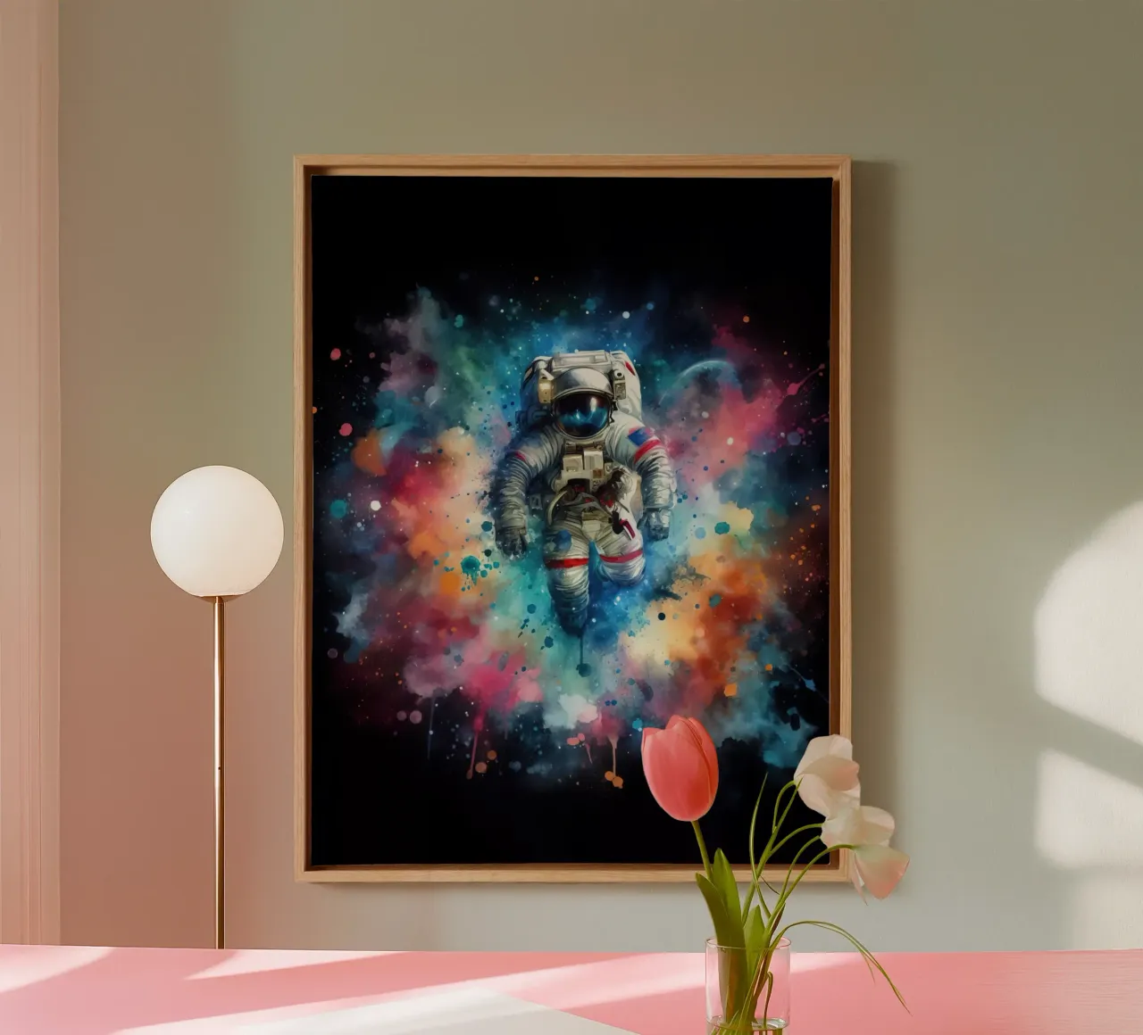 Astronauta in acquerello tela con Cornice a cassetta da 🎁 ARTVI-SHOP