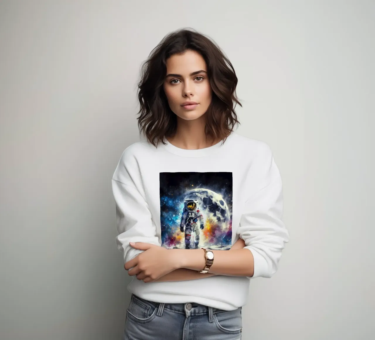 Astronauta in acquerello felpa da 🎁 NOBELART