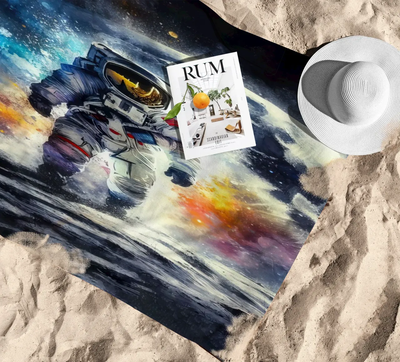 Astronauta in acquerello telo mare da ARTVI-SHOP