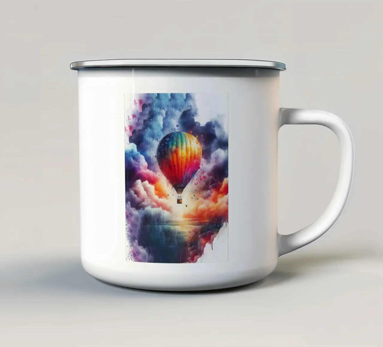 Mongolfiera ad acquerello tazza in smalto da ARTVI-SHOP