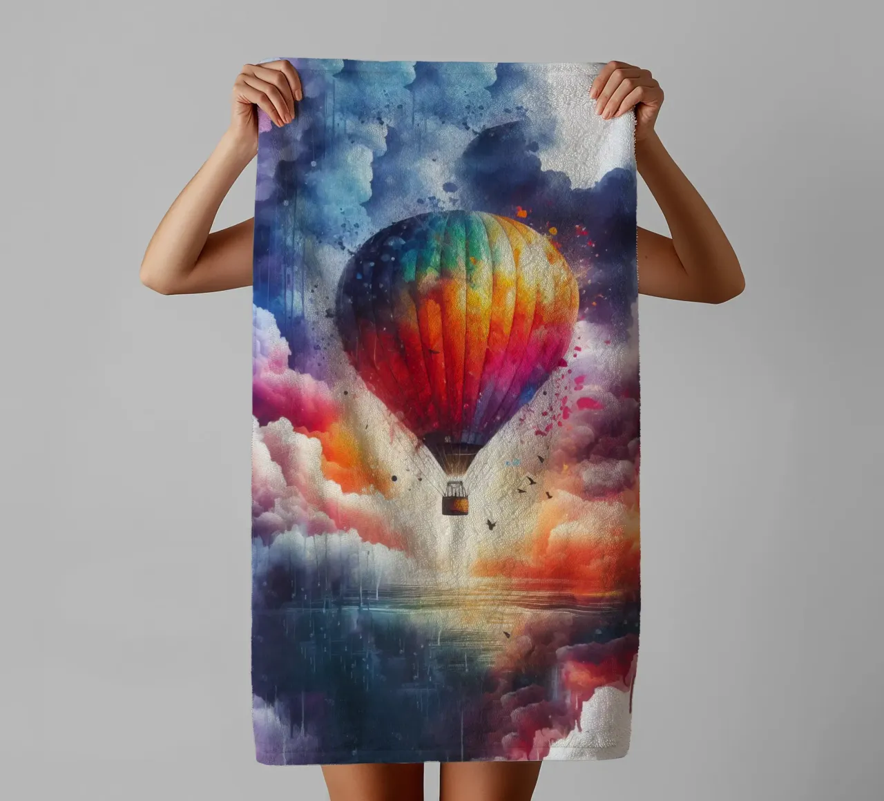 Mongolfiera ad acquerello asciugamano da bagno da 🎁 ARTVI-SHOP