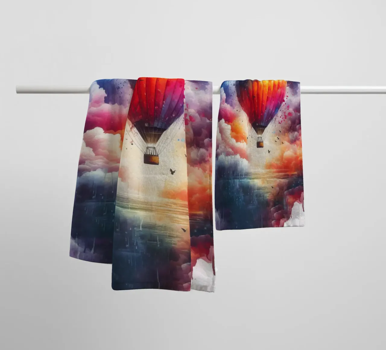 Mongolfiera ad acquerello asciugamano da bagno da 🎁 ARTVI-SHOP