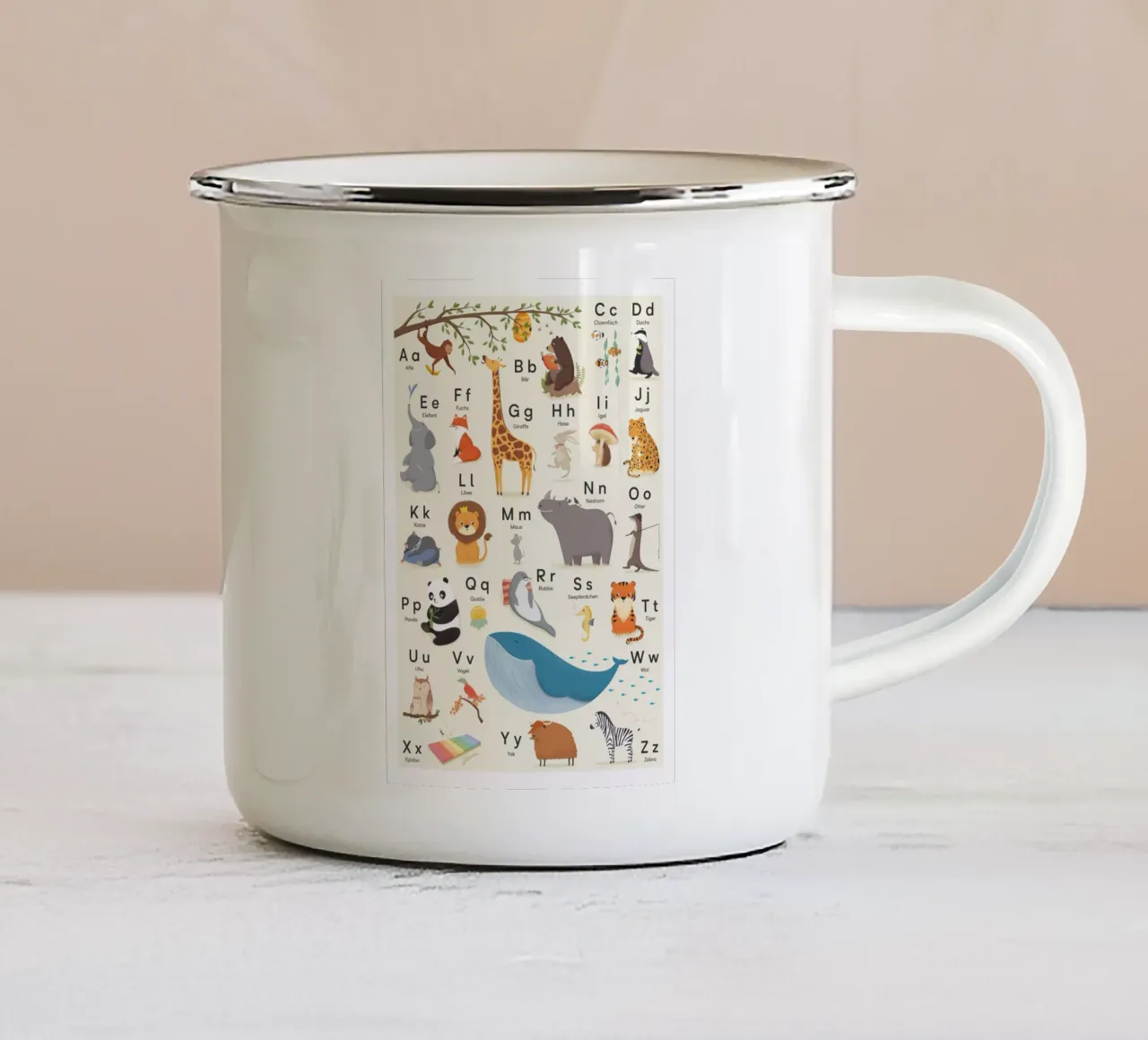 ABC alfabeto animale tazza in smalto da VIERUNDFÜNFZIG