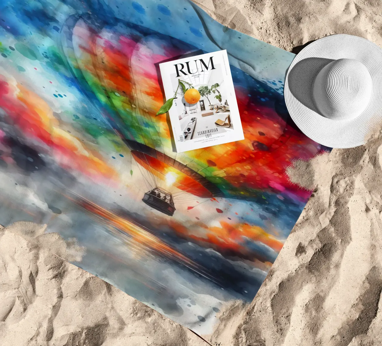 Mongolfiera ad acquerello telo mare da 🎁 ARTVI-SHOP