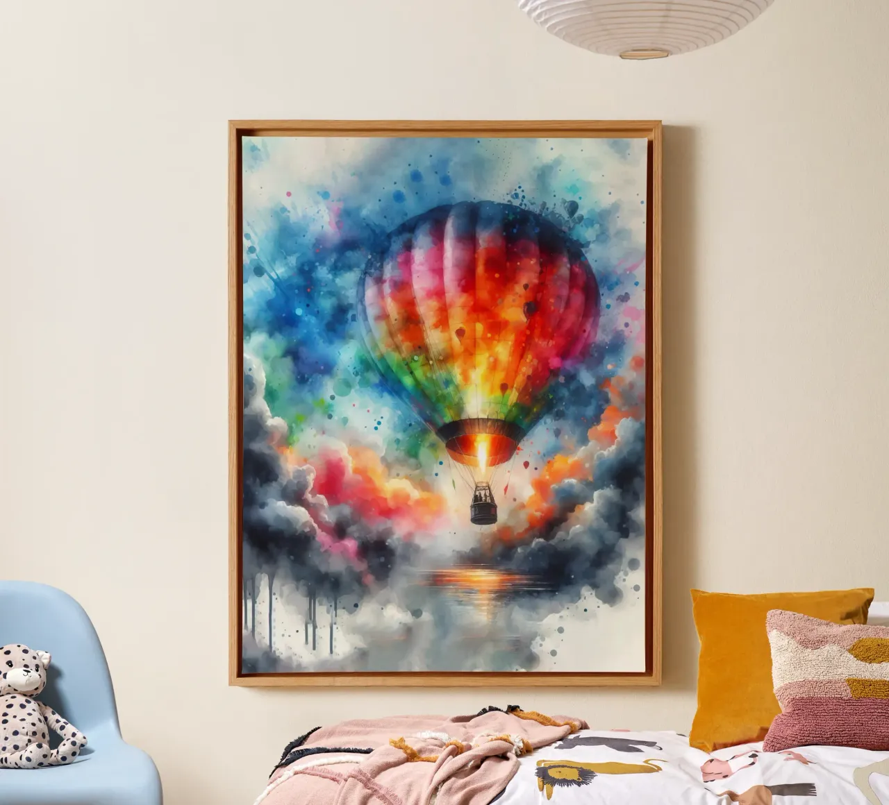 Mongolfiera ad acquerello tela con Cornice a cassetta da 🎁 ARTVI-SHOP