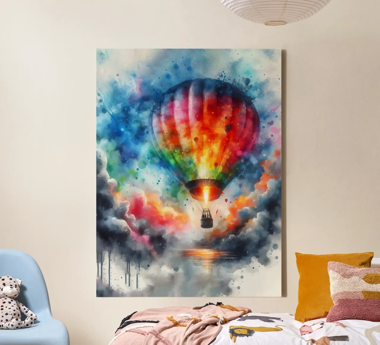 Mongolfiera ad acquerello tela con Cornice a cassetta da 🎁 ARTVI-SHOP