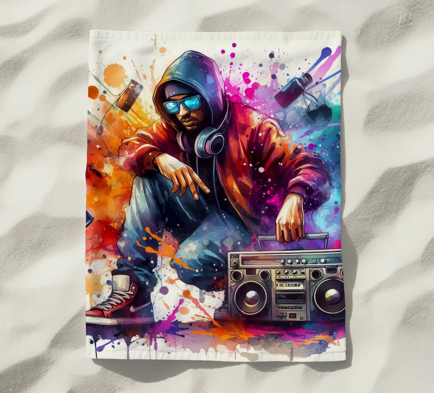 jonge rapper strandhanddoek van 🎁 NOBELART