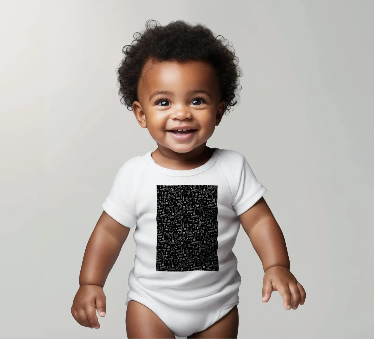 Shower Pattern (black) body neonato maniche corte da Herzette