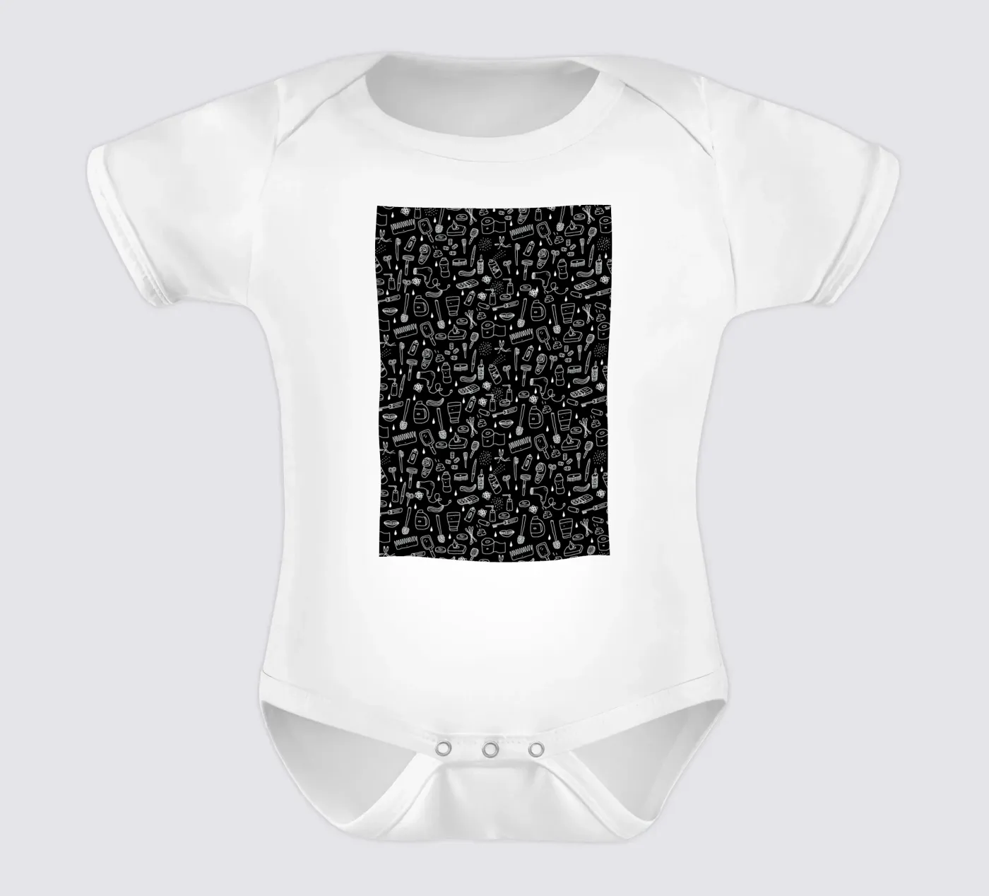 Shower Pattern (black) Kurzarm Babybody von Herzette