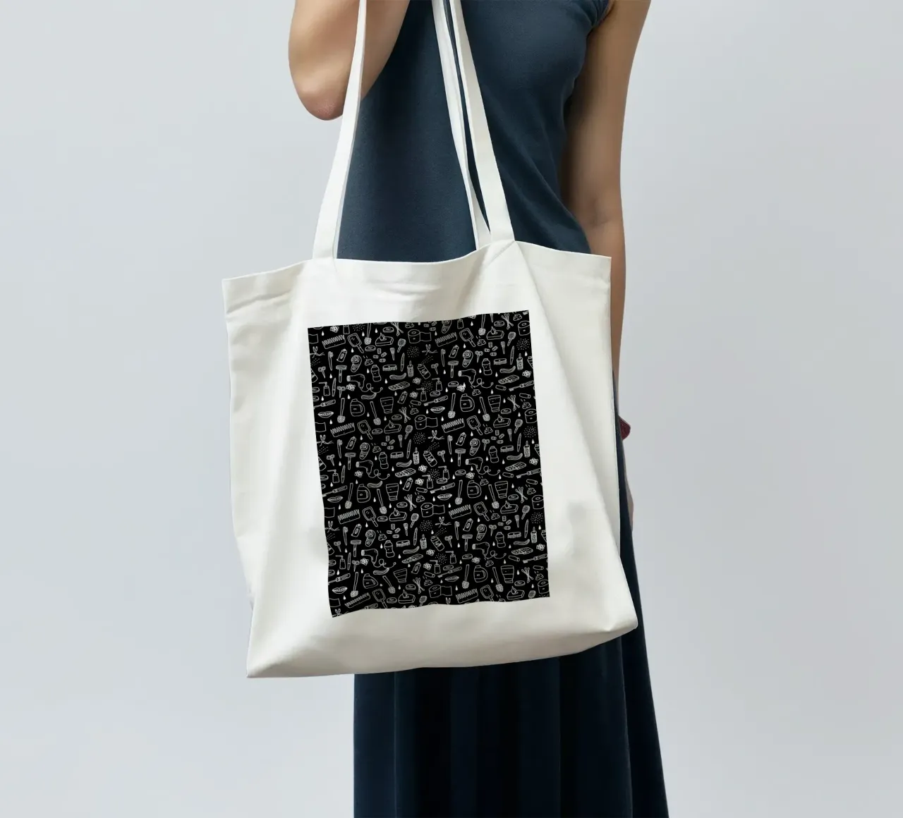 Shower Pattern (black) borsa in juta da Herzette